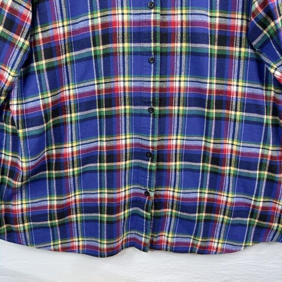 Lauren Ralph‎ Lauren Flannel Shirt Womens 3XL Blue Red Green  Plaid LRL Logo - Picture 3 of 9